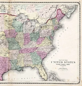 1871 UNITED STATES WESTERN TERRITORY Karte ORIGINAL (28X16) DATIERT PONY EXPRESS - Bild 1 von 7