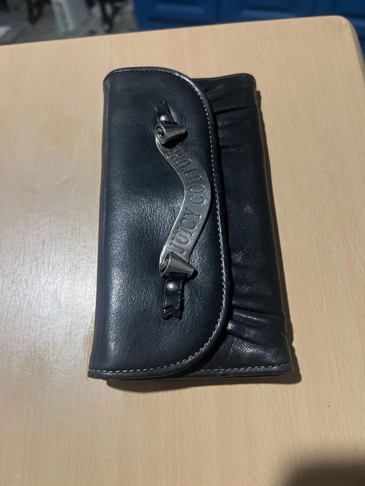 Cartera de cuero genuino negra Y2K vintage Juicy Couture Foto 1 de 3
