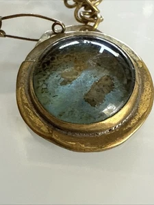 Collana Canada firmata Rafael Alfandary ciondolo ottone vetro verde così com'è - Foto 1 di 4