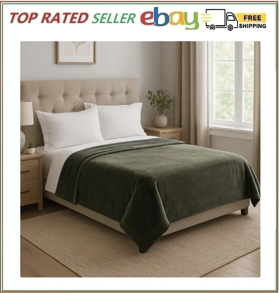 Kirkland Signature Plush Blanket, New - Soft , Choose Your Blanket Color & Size.