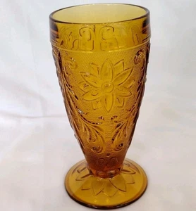 Vintage Indiana Glass Amber Tiara Sandwich Glass Iced Tea/Water Footed Glass - Picture 1 of 7