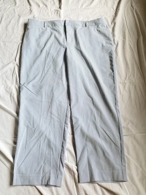 Womens Pants-CHARTER CLUB-blue/white striped seersucker "Newport slim crop"-16 - Image 1 of 4