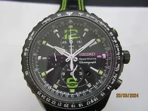 SEIKO SPORTURA MEN'S WATCH CHRONO ALL S/S BLACK ORIGINAL JAPAN SNAE97 NEW - Picture 1 of 7