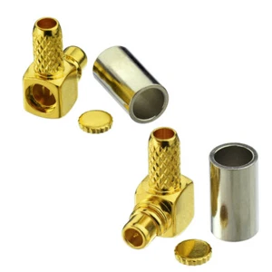 2pcs MMCX Plug Right Angle Crimp Solder Connector for LMR100 RG316 RG174 Cable - Imagen 1 de 4