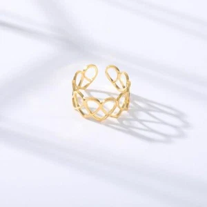 Stainless Steel Heart Ring Wedding Band Romantic Engagement Ring Women's Jewelry - Picture 1 of 12