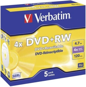 DVD Vierge - DVD+RW 4x – Pack de 5 Reinscriptibles – Verbatim - Photo 1/1