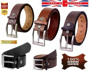 Cinturones de trabajo premium hechos a mano vintage con hebilla de grano completo de cuero genuino - Imagen 1 de 13