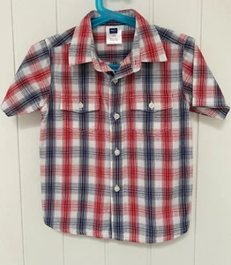 M&Co Boys Red Blue Check Short Sleeve Shirt 3-4 Years - Picture 1 of 4