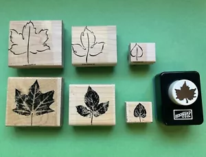Stampin' Up! Wood Mounted Rubber Stamp Set RARE - LOVELY LEAVES plus Maple Punch - Picture 1 of 3