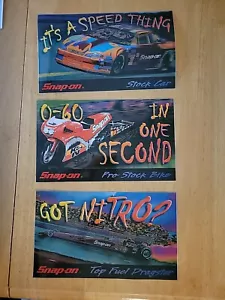 Snap On SUPER RARE SPEED SET 3 Large Decals/Stickers 8"×4 1/2" DRAG NASCAR BIKE - Picture 1 of 1