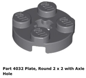 Lego 4x 4032 Dark Bluish Gray Plate, Round 2 x 2 with Axle Hole 7754 - Picture 1 of 1