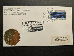 USS HALSEY POWELL DD-686 Naval Cover 1963 GOLD FOIL Cachet - Picture 1 of 2