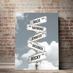 Personalized Canvas Street Sign Night Sky for Couples, Crossroads Name and Date - Picture 1 of 6