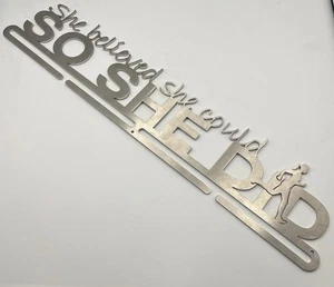 Medal Holder Display Hanging Rack “She Believed She Could So She Did” Wall Mount - Picture 1 of 13
