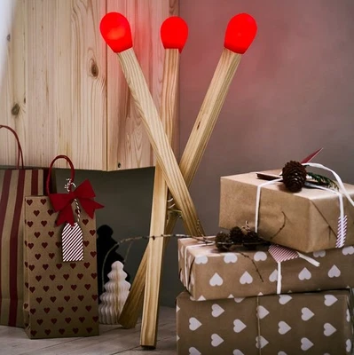 NEW IKEA STRALA LED floor lamp matchstick-shaped oversized Wood Red - Image 1 of 4