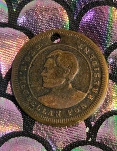 1864 elezioni gettone campagna originale Lincoln avversario George McClellan democratico - Foto 1 di 4
