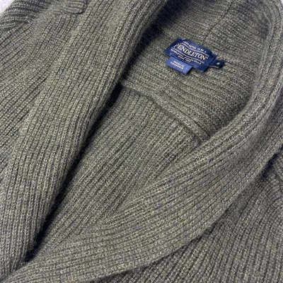 Pendleton Shawl Collar Cardigan Sweater Mens Olive Green Button Up Size S - Image 1 of 4
