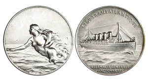 P331, Frankreich, Jugendstil um 1900 Br Medaille von Patriarche, Transatlantique, Meerjungfrau - Bild 1 von 5