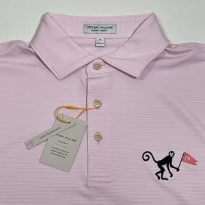 Peter Millar The Colony Hotel Shirt Mens Medium Pink White Stripe Polo Golf - Picture 1 of 18