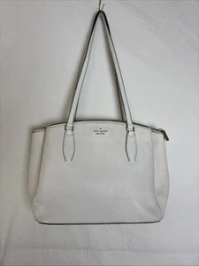 Kate Spade New York White Pebbled Leather Double Handle Satchel Purse - Picture 1 of 8