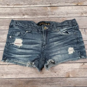 Celebrity Pink Jeans 7 Mini Booty Jeansshorts Destroyed Denim Raw Hem Shortie - Bild 1 von 6
