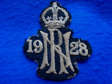 RARE UNKNOWN 1928 WOVEN CLOTH BADGE, ROYAL NAVY? KINGS CROWN