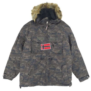 Geographical Norway Men Parka Jacket Anorak Green Camouflage Cp3 Size M - Picture 1 of 12