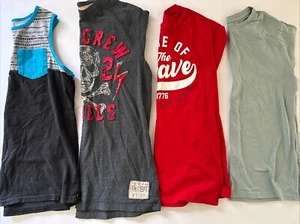 Lot of 4 Youth Boys Shirts Size L to XL Basic Grunge Summer Patriotic Tank Tees - Picture 1 of 5