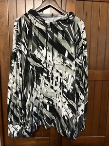 Jones New York Sport 3x Women’s Black/GrayGeo Print Hoodie Pullover Thumb Holes. - Picture 1 of 5