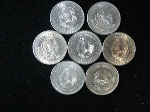 1948 MÉXICO PLATA 5 PESOS CUAUHTHEMOC JEFE INDIO .900 PLATA FINA. 7 MONEDAS - Imagen 1 de 2