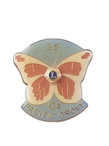 Vintage Lions Club Pacific Grove CA Butterfly Lapel Pin Brooch Pinback NOS NIP - Picture 1 of 2