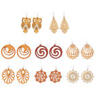  8 Pairs Wood Wooden Earrings Miss Simple Women’s Dangle Pearl for
