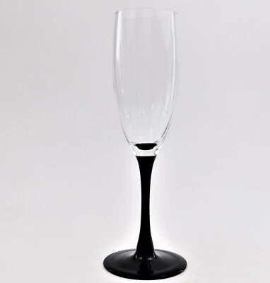Flauta de champán Luminarc Domino tallo negro 8,25" copa de vino Francia vintage Foto 1 de 4