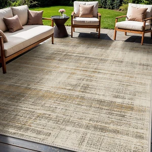 Outdoor & Indoor Area Rug 8'X10', Waterproof, Non-Shedding, Easy Cleaning, Abstr - Picture 1 of 12