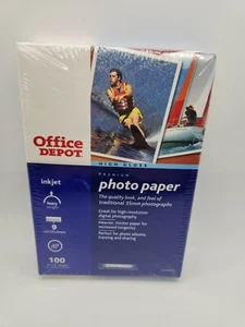 Office Depot High Gloss Heavy Premium Photo Paper 100 4 X 6 Sheets Inkjet NIW - Picture 1 of 3