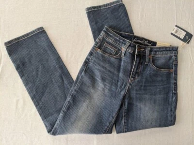 Pantalones de mezclilla para mujer Universal Thread de tiro alto a rayas rectos recortados azules talla 00 Foto 1 de 3