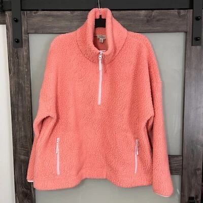 J. Crew Vintage Pile Rosa Pesca Sherpa 1/4 Zip Donna Taglia XXL - Immagine 1 di 4