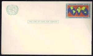 UN United Nations Postkarten Scott #UX3 unbenutzt M NH 1963 UN Weltkarte - Bild 1 von 1