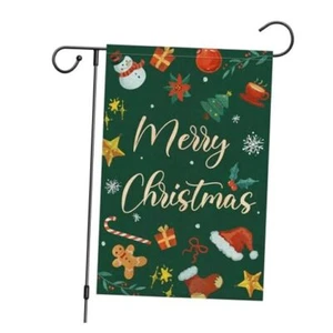 Merry Christmas Garden Flag 12x18 Double Sided, Burlap Welcome Christmas Tree - Picture 1 of 8