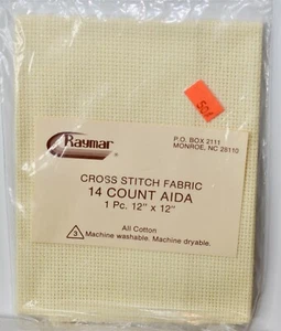 Raymar Cross Stitch Fabric Aida 14 Count cream/ivory 12”x 12” - Picture 1 of 1