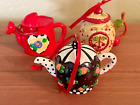 3 VINTAGE MARY ENGELBREIT CHRISTMAS ORNAMENTS, TEAPOT, WATERING CAN, 1997