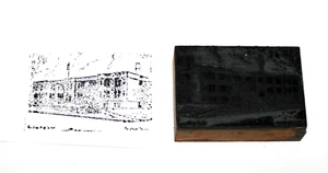 Building Town City Hard Rubber Typographic Printing Press Block Stamp - Foto 1 di 7