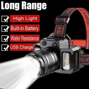 Most Powerful 99000000LM LED Tactical Headlamp Head Torch Rechargeable Headlight - Picture 1 of 24