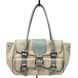 Cole Haan Amanda Canvas bag light blue croco and shoulder satchel bag 16” x 10” - Picture 1 of 9
