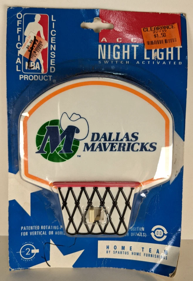 Dallas Mavericks NBA Basketball Hoop Basket Plug In Night Light By Spartus