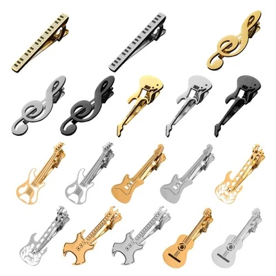 Gentlemen Music Note Tie Clip Party Jewelry Piano Key Metal Tie Bar Pinch Clip - Image 1 of 4