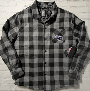 Mens Large NFL Tennessee Titans Quilted Snap Button Down Jacket Shirt NEW - Picture 1 of 16