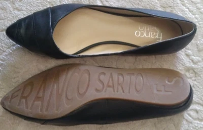 Mocasines planos FRANCO SARTO Studio para mujer punta negra de cuero talla 7,5 M Foto 1 de 4