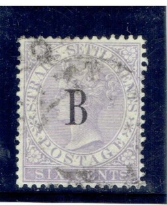 BANGKOK 1882 Insediamenti dello Stretto B sovrastampato 6c GU - Foto 1 di 3