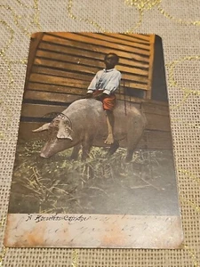 1906 ILLUSTRATED CO A. HORSELES CARRIGE POST CARD&1 CENT B.FRANKLIN GREEN STAMP - Picture 1 of 8